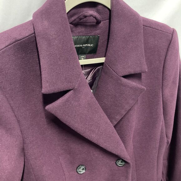Banana Republic Classic Coat Pinot Noir Double Breasted Medium Petite NWT - Picture 13 of 15